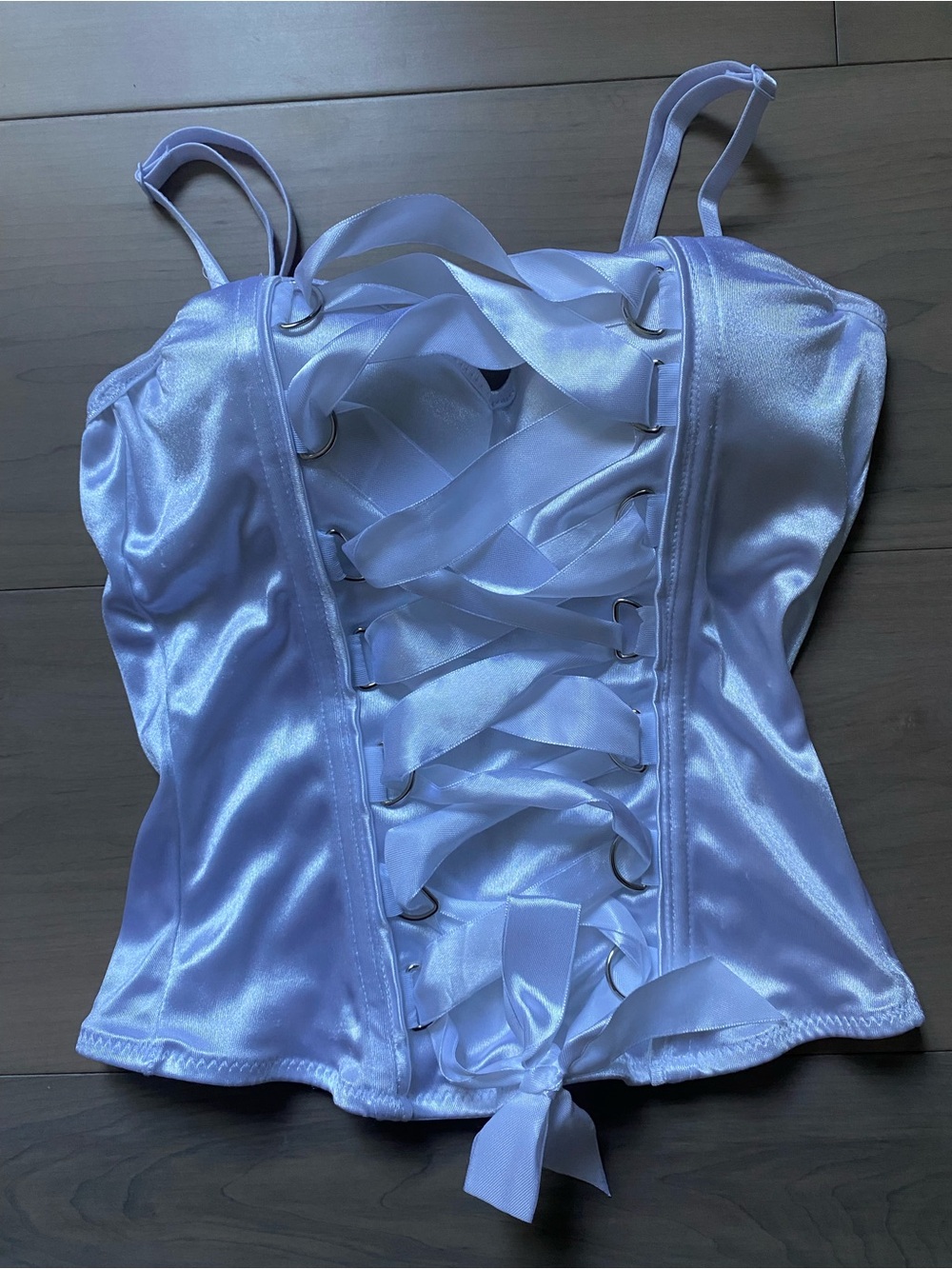 Spirit White Satin Lace-Up Corset Camisole